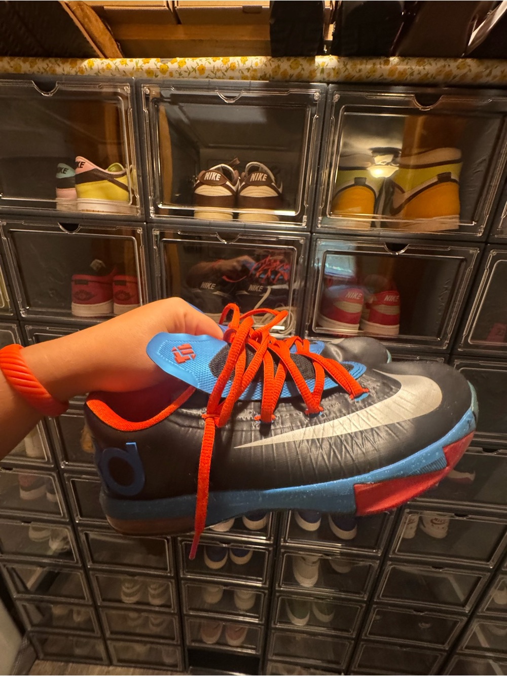 Nike Kids Black, Blue & Orange KD Low Basketball Shoes